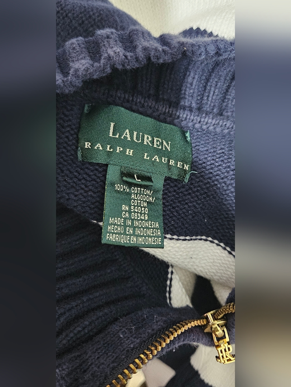 ralph lauren nautical sweater Womens Navy White Stripe Petite Large - Picture 5 of 9